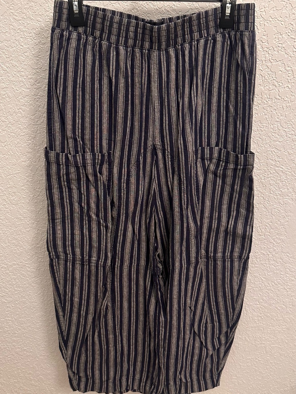 Urban Outfitters Women’s Navy and Gray Striped Baggy Pants